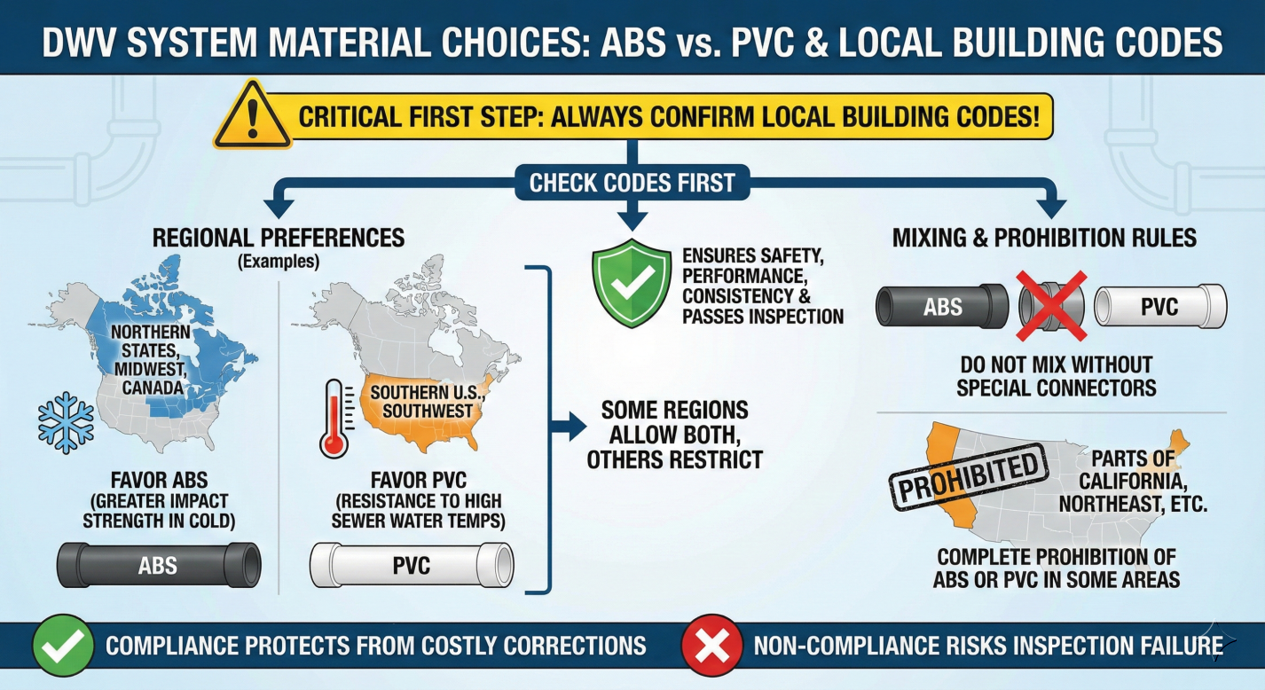 An infographic about DWV system material choices