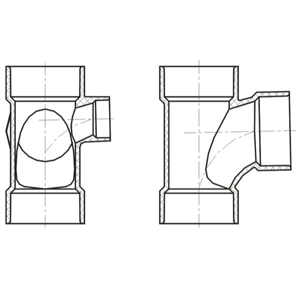 Sanitary Tee w/Left Side Inlet ( All Hub )