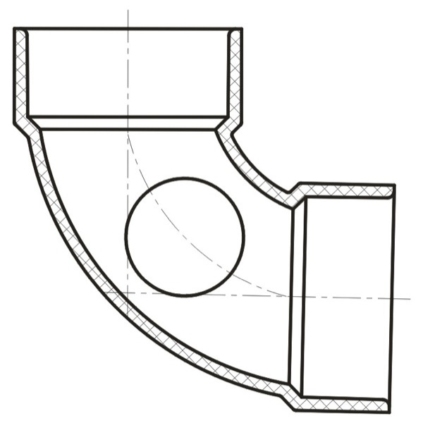 1/4 Bend With Side Inlet ( All Hub )